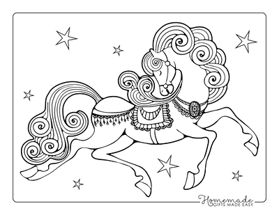 Horse Coloring Pages Circus Costume Swirly Mane