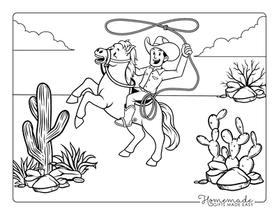 Horse Coloring Pages Cowboy Cactus Wild