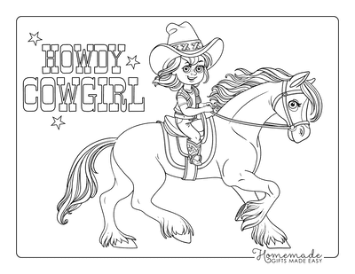 Horse Coloring Pages Cowgirl Horse Walking Flowing Mane
