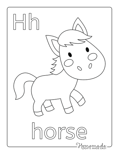 Horse Coloring Pages Cute Simple Preschoolers