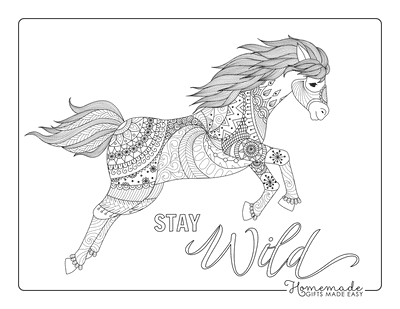 Horse Coloring Pages Detailed Pattern Jumping for Adults