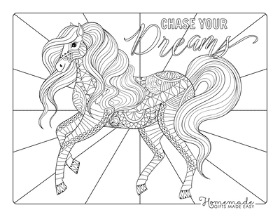 Horse Coloring Pages Flowing Mane Detailed for Adults