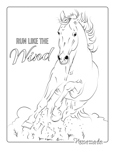 Horse Coloring Pages Galloping Kicking up Dust