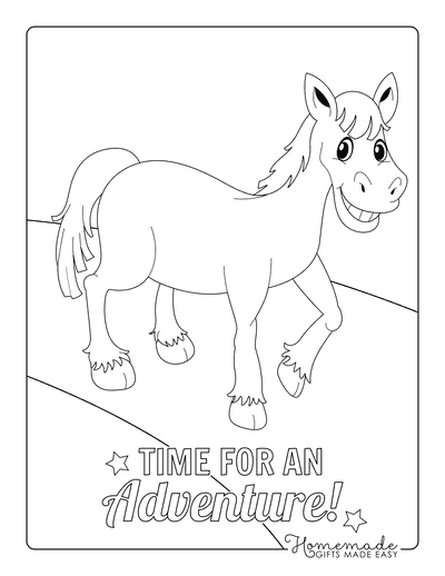 Horse Coloring Pages Happy Smiling Cartoon