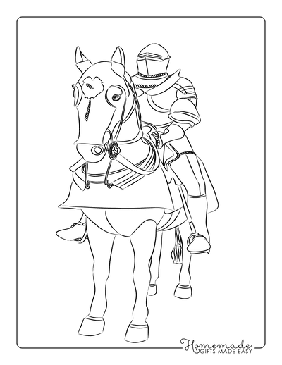 Horse Coloring Pages Knight Riding Horse