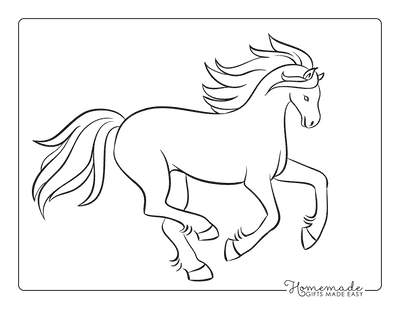 Horse Coloring Pages Outline Flowing Mane