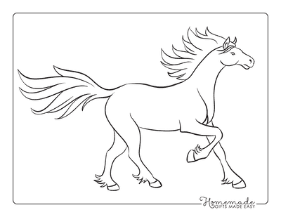 Horse Coloring Pages Outline Wind in Mane