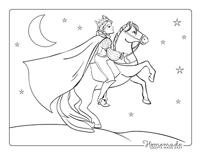 Horse Coloring Pages Prince Cloak Riding