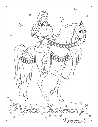 Horse Coloring Pages Prince Riding Elegant Horse