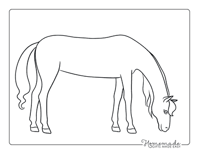 Horse Coloring Pages Simple Outline Horse Grazing