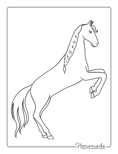 Horse Coloring Pages Simple Outline Horse Rearing