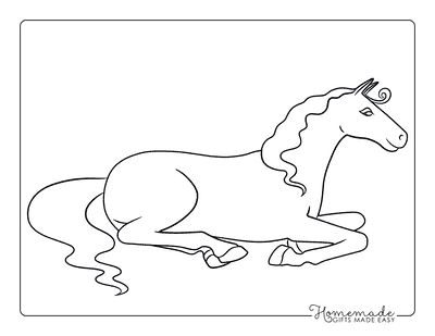 Horse Coloring Pages Simple Outline Horse Sitting