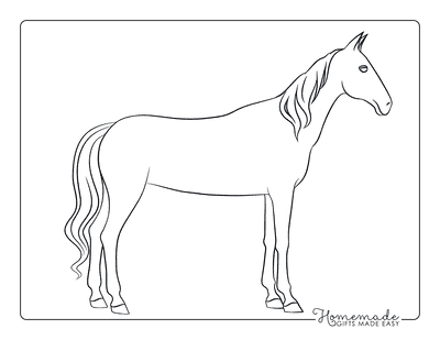 Horse Coloring Pages Simple Outline Horse Standing