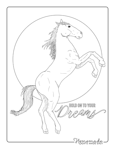 Horse Coloring Pages Sketch Majestic Rearing