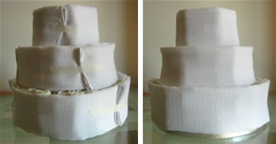 how to make diaper cakes - muslin icing