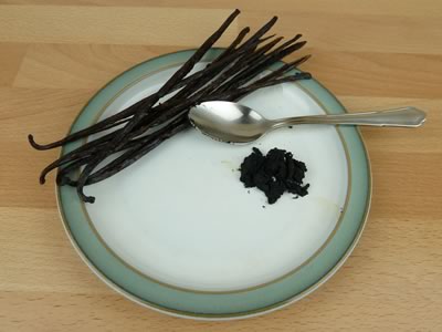 how to make vanilla extract - beans and caviar on plate