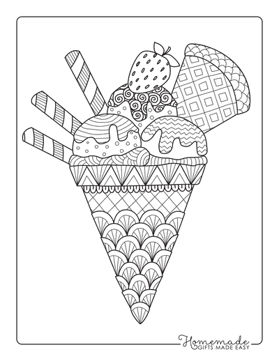 Flower Ice Cream Coloring Book : Flower Ice Cream Coloring Pages