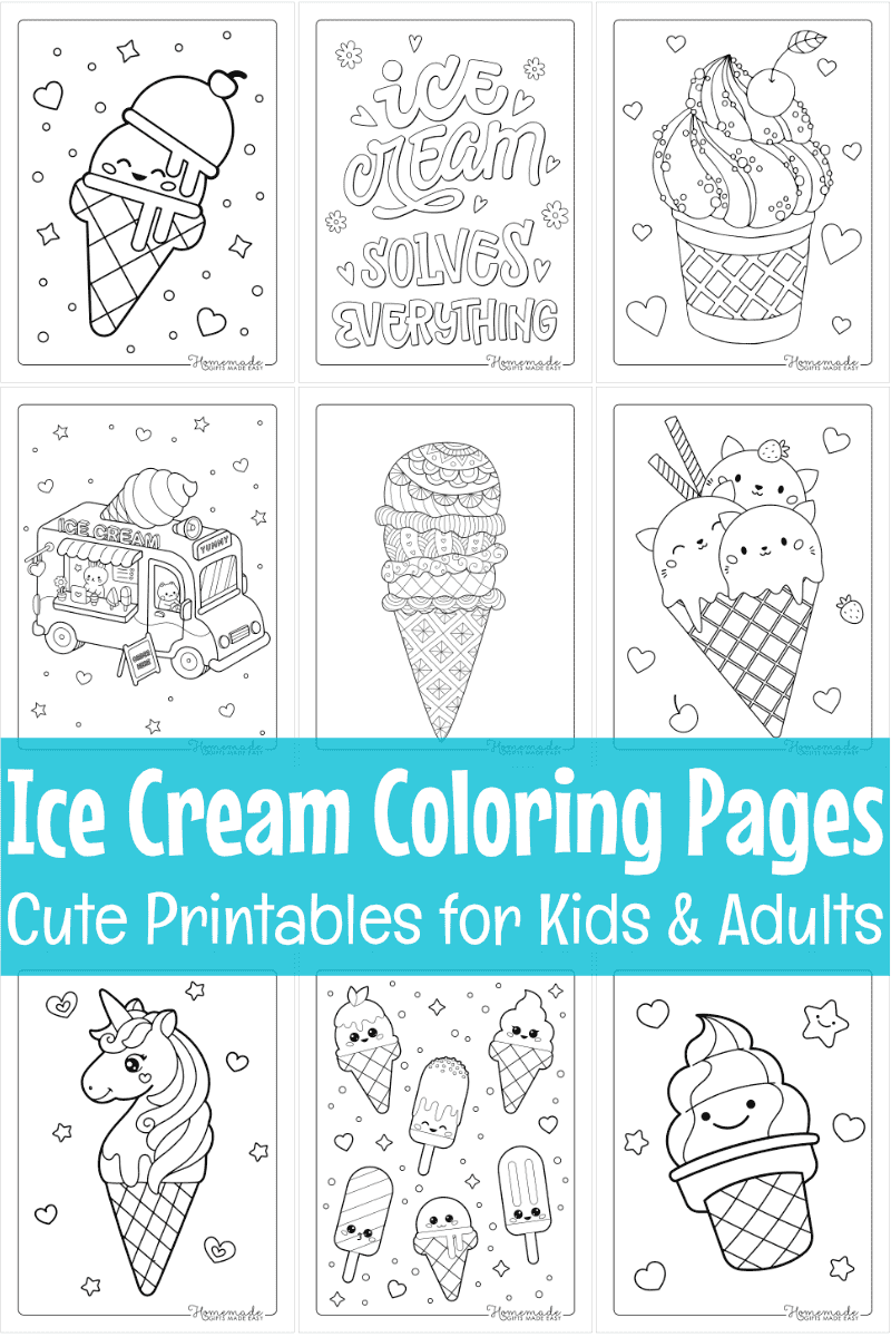 Ice Cream Coloring Pages for Kids & Adults