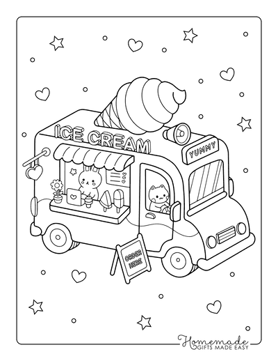Food truck ice cream delivery doodle icon drawing Vector Image