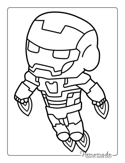 Iron Man Coloring Pages Cute Chibi Iron Man Outline Easy for Kids