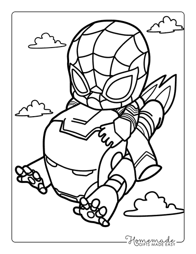 Iron Man Coloring Pages Cute Easy Iron Man Outline Spiderman Riding Iron Man