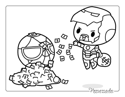 Iron Man Coloring Pages Easy Cute Iron Man Drawing Throwing Money