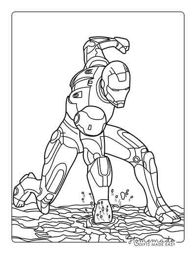Iron Man Coloring Pages Easy Iron Man Drawing for Kids Superhero Landing