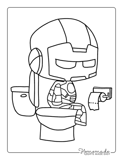 Iron Man Coloring Pages Easy Iron Man Outline Cute Iron Man on Toilet