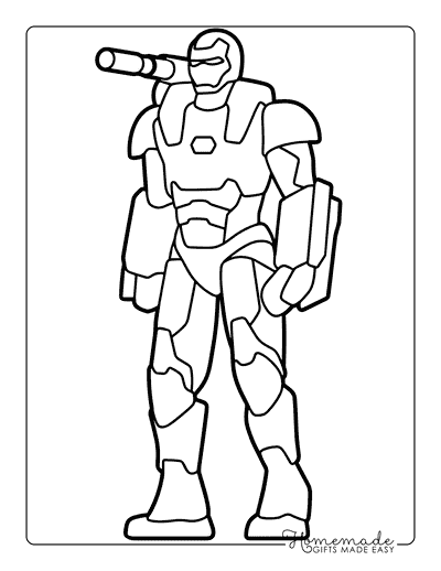 Iron Man Coloring Pages Easy War Machine Coloring Page