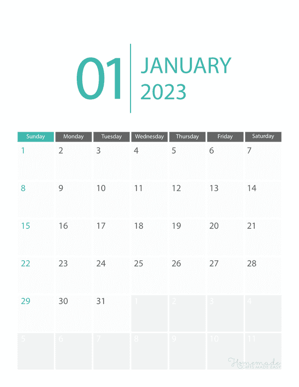 January 2023 Calendar | Free Printable with Holidays