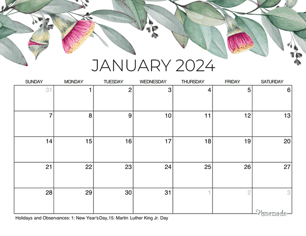 Calendrier 2024 à Imprimer 2024 Printable Calendar Monthly