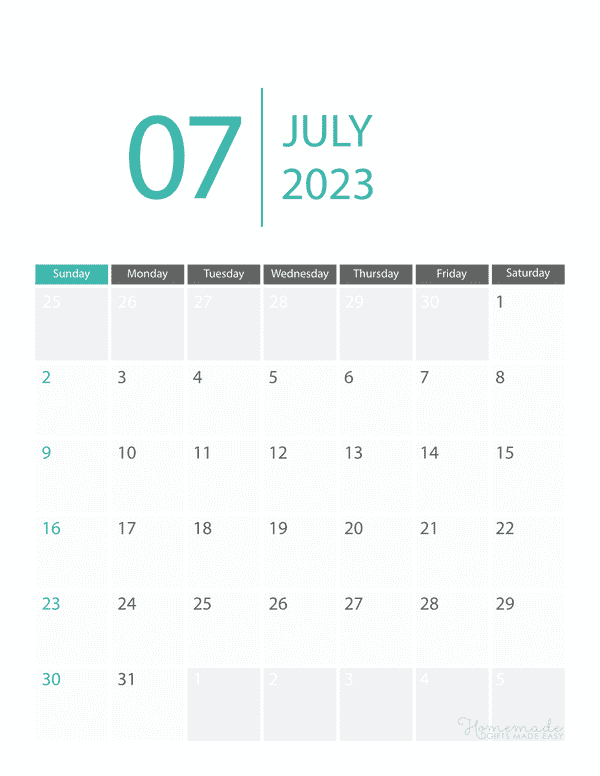 july Calendar 2023 Printable Corporate Portrait