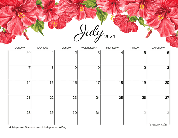 July 2024 Calendar | Free Printable with Holidays July 2024 Calendar | Free Printable with Holidays