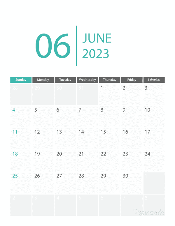 June 2023 Calendar Free Printable with Holidays