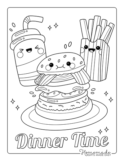 Cute Kawaii Food Coloring Book : Kawaii Food Coloring Pages for kids