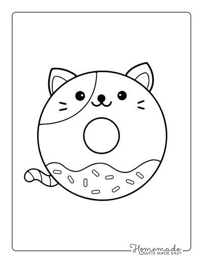 Kawaii Coloring Pages Cute Cat Donut
