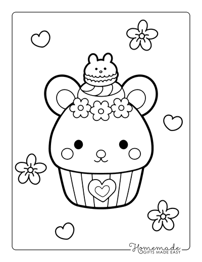 Cute Kawaii Flowers Coloring Pages