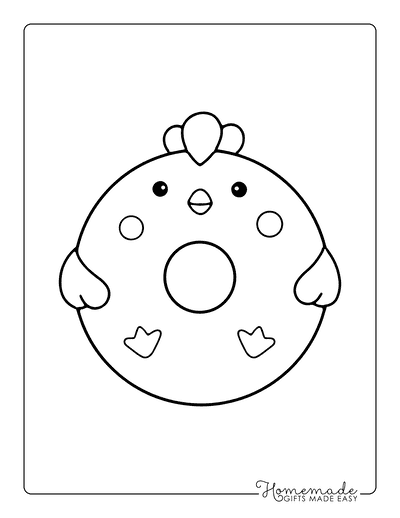 Kawaii Coloring Pages Cute Easter Chick Donut
