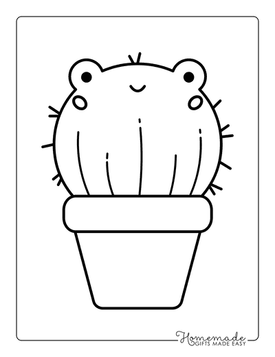 Kawaii Coloring Pages Cute Prickly Cactus Frog in Pot