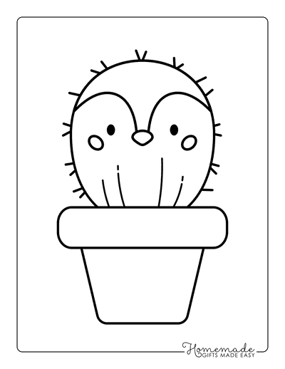 Kawaii Coloring Pages Cute Prickly Cactus Penguin in Pot