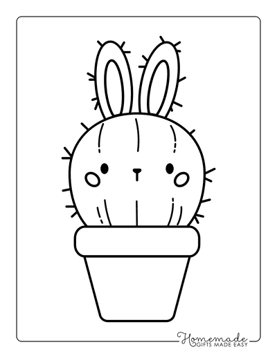 Kawaii Coloring Pages Cute Prickly Cactus Rabbit in Pot