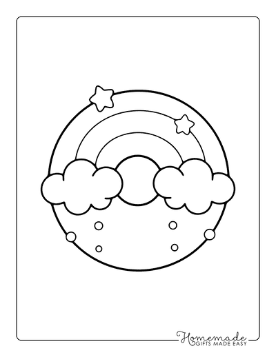 Kawaii Coloring Pages Cute Rainbow Donut