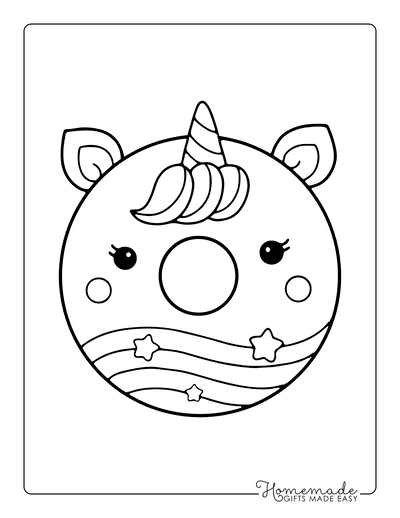 Kawaii Coloring Pages Cute Unicorn Donut