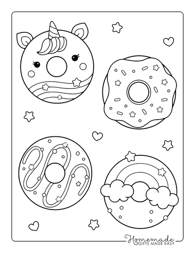 Kawaii Coloring Pages / Cute Coloring Set / Donut Cupcake Ice Cream Candy  Theme / PDF Download / Digital Coloring Bundle 