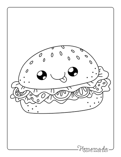 Kawaii Coloring Pages Hamburger
