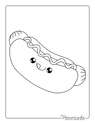 Kawaii Coloring Pages Hotdog