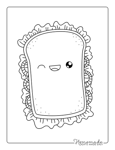 Kawaii Coloring Pages Sandwich