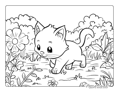 Kitten Coloring Pages Kitten in Meadow Kids