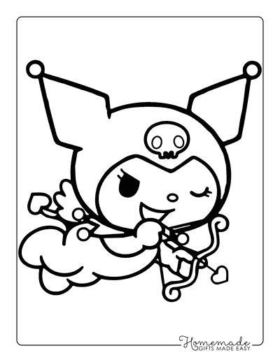 Kuromi Coloring Pages Cute Kawaii Kuromi Valentines Cupid