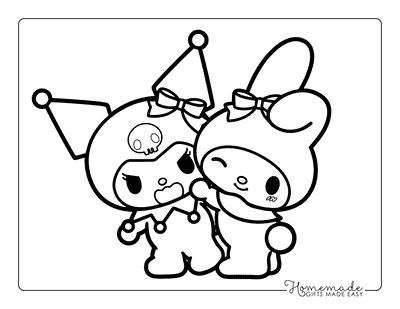 Kuromi Coloring Pages Cute Kuromi My Melody Outline